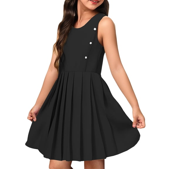 EnJoCho Girls College Style Pleated Vest Dress Jumper for Autumn Performance Skirt Large Children Preteen School Outfit Chic