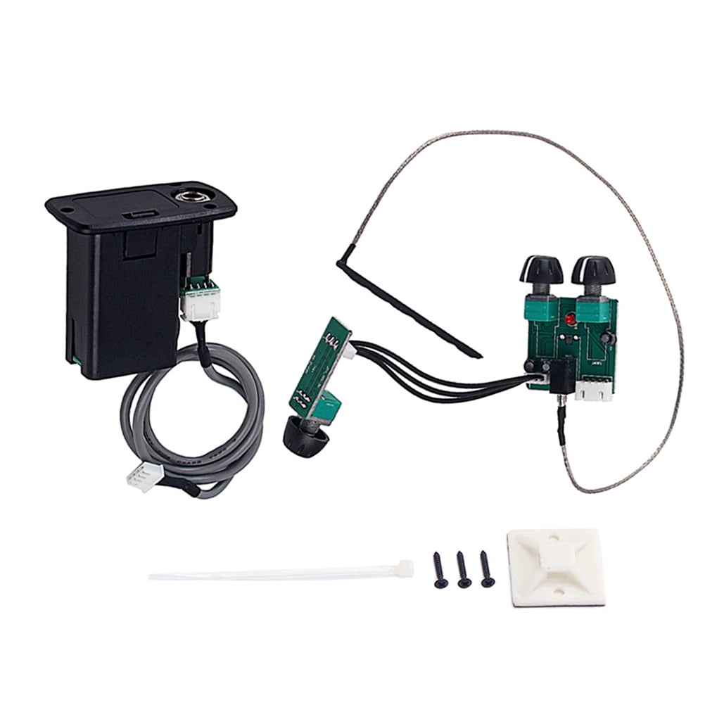 Stri 3-Band EQ Active Piezo Pickup Preamp System Amplifier for Acoustic Guitar Bass AL-202 (Black)