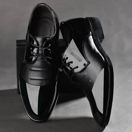 

Akiihool Oxford Shoes for Men Mens Dress Shoes Retro Plain Toe Casual Oxford Formal Shoes (Black 7)