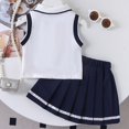 thumbnail image 5 of SGMVNU Little Girls Clothes Summer 2 Piece Outfit Button up Sleeveless Tank Top with Pleated Skirt Set Back to School Clothes, Size 5-6 Years, White, 5 of 9