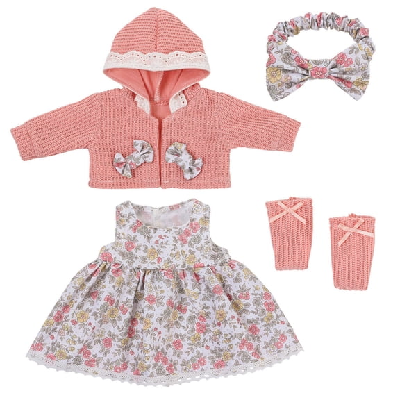Floral Doll Clothes Set, Hooded Doll Outfit, 18 Inch Doll Clothing, Fashion Doll Dress, Doll Wardrobe Accessories