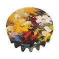 thumbnail image 3 of XMXT Waterproof Round Table Cloth, Oil Painting Floral Patterns Tablecloth Polyester Table Cover for Home Kitchen Dining Party Room Decor, 60 inches, 3 of 8