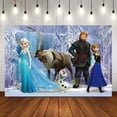 thumbnail image 2 of Fondo de foto de fiesta de Frozen, fondo colorido de dibujos animados, Anna, Elsa, Reina de la nieve, feliz cumpleaños, Baby Shower, 2 of 4
