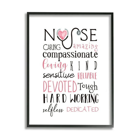 Stupell Industries Nurse Inspirational Description Healthcare Professional Gratitude Framed Wall Art Design by Elizabeth Tyndall, 24" x 30", Black Framed