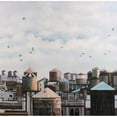 thumbnail image 3 of Atelier B Art Studio 20x20 Black Modern Framed Museum Art Print Titled - Water Towers with Birds, 3 of 5