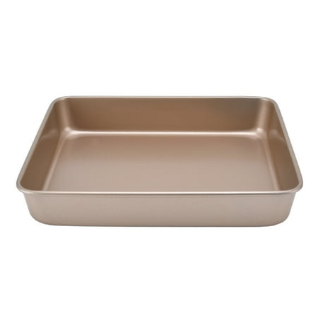

Baking Pan Nonstick Food Grade Carbon Steel Bakeware Heating Evenly 0.8mm Thick Baking Tray Baking Sheet for Household A 7 Gold 13in Deep Plate