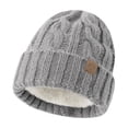 thumbnail image 3 of Only Moment Crochet Hats for Women Grey knit Thermal Polar Fleece Ski Stocking Skull Cap for Men and Women One Size, 3 of 3