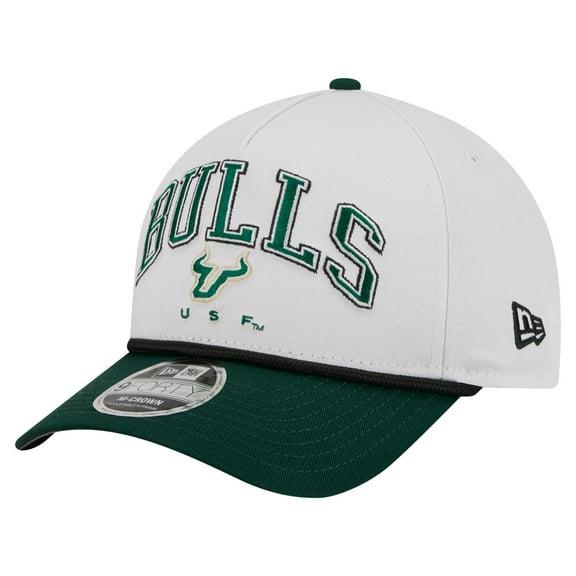 Men's New Era White/Green South Florida Bulls Arch Two-Tone Rope 9FORTY A-Frame M-Crown Adjustable Hat