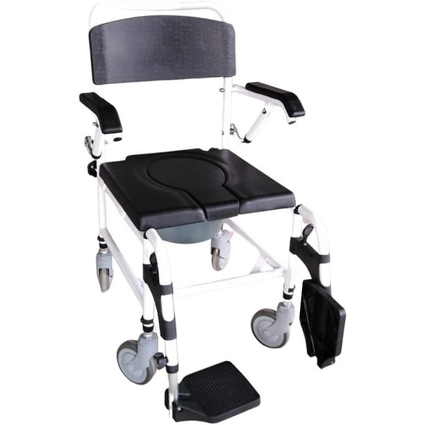 YUWELL Shower Wheelchair Over Toilet, Aluminum Shower Commode Mobile