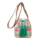 thumbnail image 1 of Bolso bohemio para mujer, bolso de lona con cordón y borla, bolso de playa de verano (verde), 1 of 9