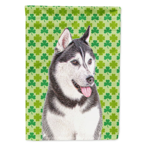 St. Patricks Day Shamrock Alaskan Malamute House Flag