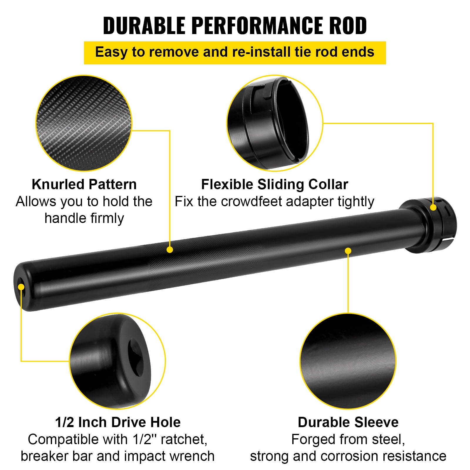KFFKFF Inner Tie Rod Installation Kit, Includes 13 Crowfoot Adapters, Durable 1/2 Inch Drive Tube for Efficient Removal, Crafted from Robust Steel, Ideal for Automotive Maintenance