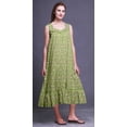 thumbnail image 3 of Bimba Light Green5 Floral Begonia & Peony Printed Cotton Nightgowns For Women Sleeveless Gown Sleepwear Maxi Dress X-Small, 3 of 6