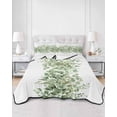 thumbnail image 2 of Quilts Twin Size Bedding Set, Sage Green Eucalyptus Leaves Lightweight Quilted Comforter, Spring Summer Botanical Floral Reversible Bedspread Coverlet with Pillow Covers for All Season, 68" x 86", 2 of 7