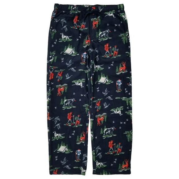 Mens Navy Blue Fleece Outdoor Wildlife Camping Sleep Pants Pajama Bottoms L