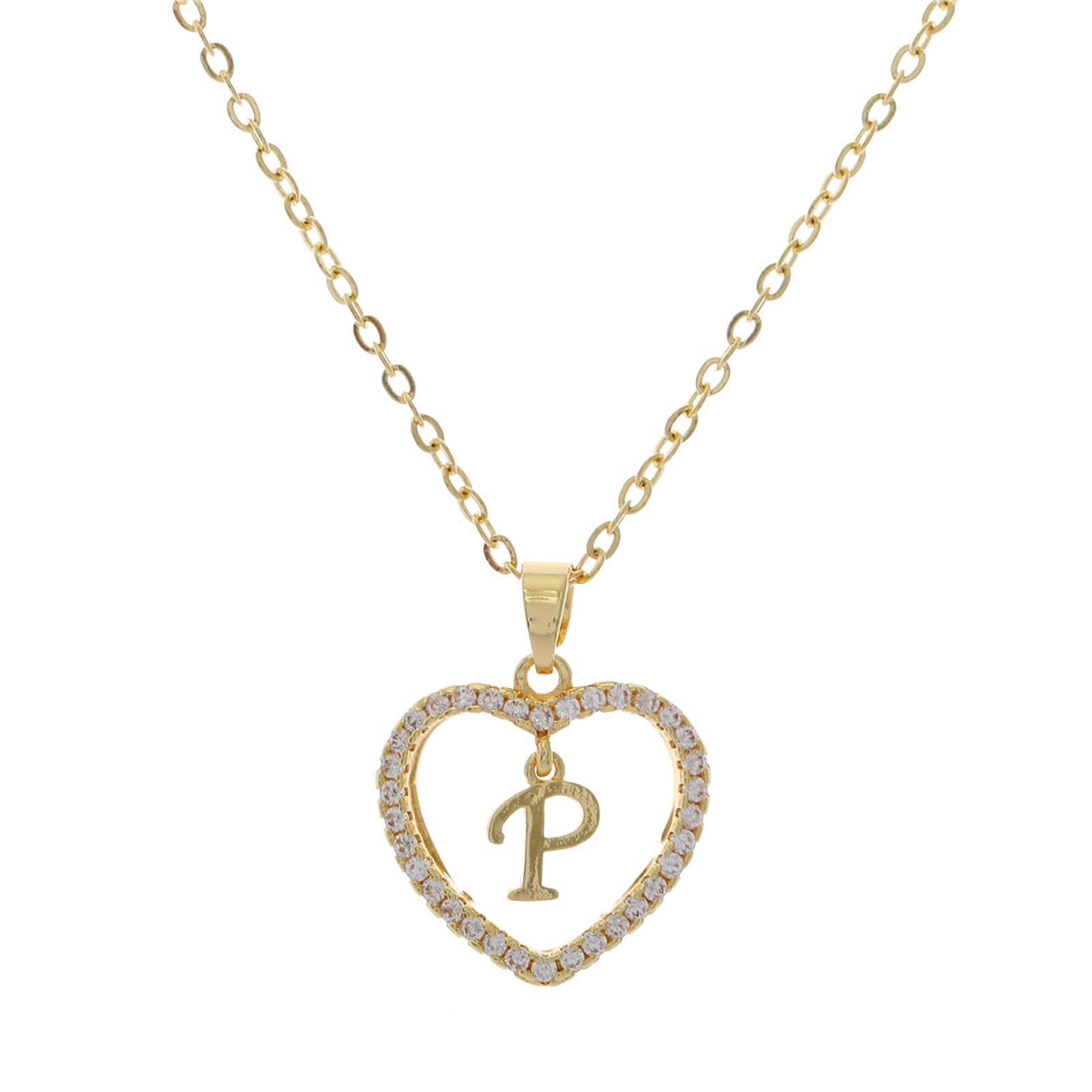 Details about   14K Gold & Sterling Silver Crystals Letter Initial Name Charm Pendant Necklace 