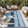 thumbnail image 3 of Outdoor Rug 6x9 ft Vintage Coastal Waterproof Outdoor Patio Rug Mat Non Slip Outside Area Rugs Carpet for RV,Camping,Porch,Deck,Pool,Balconybackyard,Wood Texture Starfish Shell Aqua Blue Ivory, 3 of 9