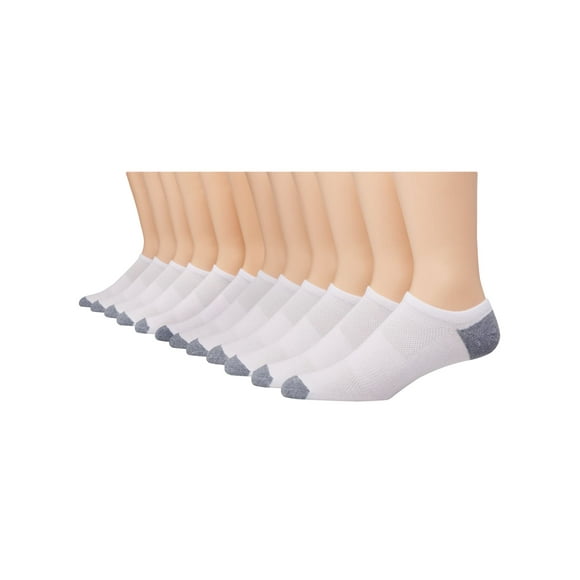 Hanes Mens FreshIQ X-Temp Super Low No Show Socks 12-Pack, 6-12, White