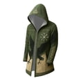 thumbnail image 4 of Viking Long Hoodie Cardigan Print Hooded Sweatshirt Style Sweater Relaxed Fit Open Front Army Green L, 4 of 5