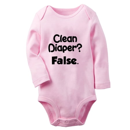 iDzn Clean Diaper False Funny Rompers, Newborn Baby Unisex Bodysuits, Infant Jumpsuits, Toddler Kids Long Sleeve Oufits (Pink, 0-6 Months)