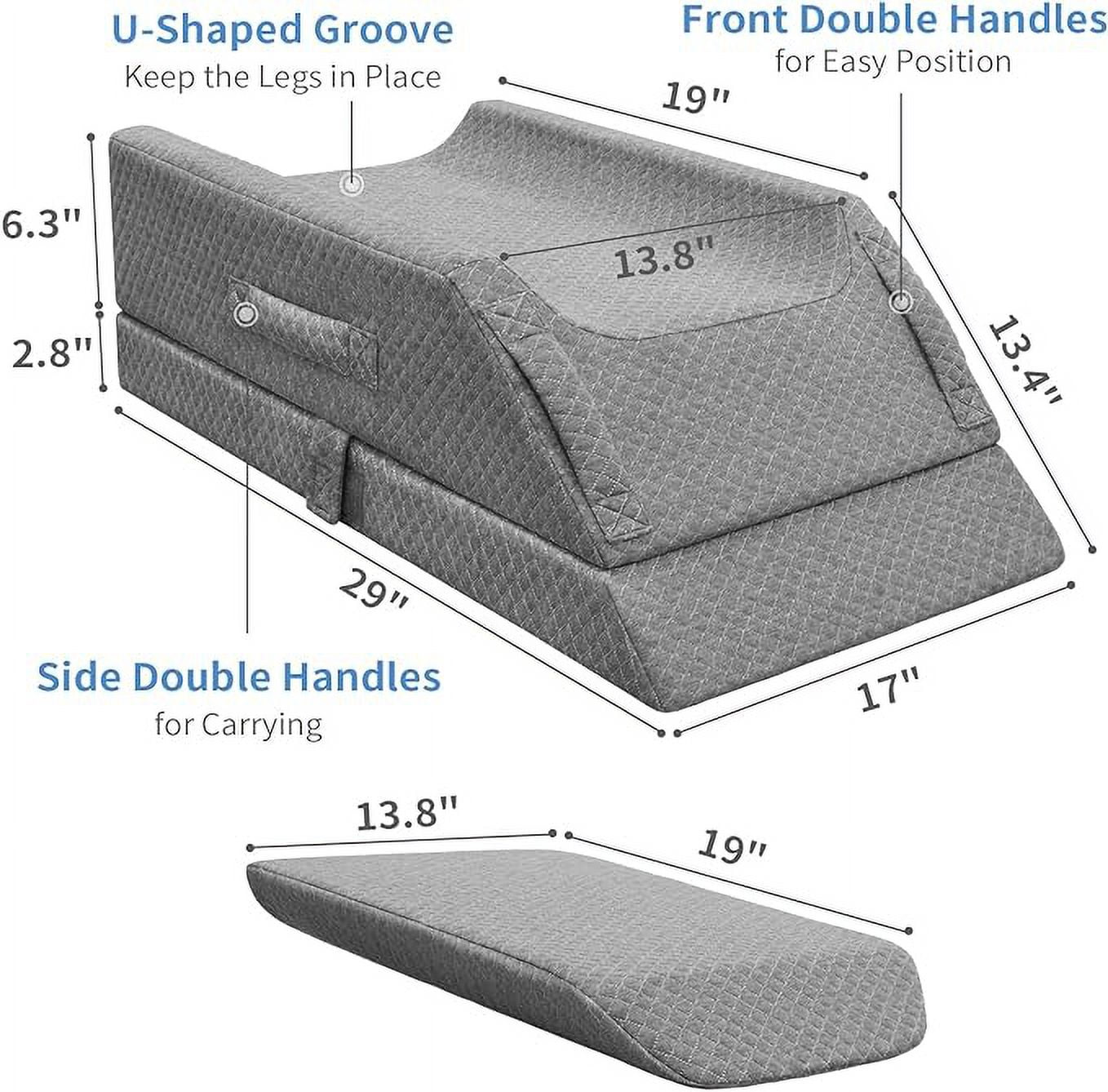 KingPavonini Adjustable Leg Elevation Pillows for Swelling After Surgery, Cooling Memory Foam Leg Wedge Pillow for Blood Circulation, Wedge Pillow for Sleeping, Sciatica Knee Hip Ankles Pain Relief