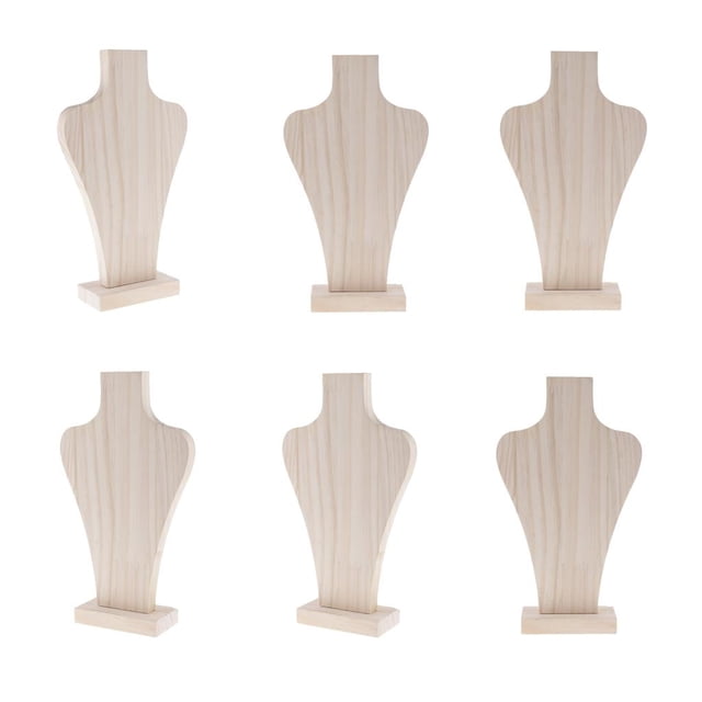6pcs Unpainted Wooden Necklace Display Chain Jewelry Holder Store Countertop jinwen estante de exhibición de la joyería