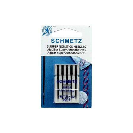 Aiguilles Schmetz NONSTICK 80/12 - 5 Aiguilles Anti-Adhésives Pour Couture Vinyle, Cuir, Ruban Auto-Agrip