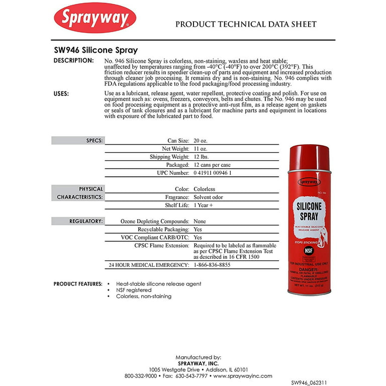 Sprayway 946 Silicone Spray & Release Agent — AllStitch Embroidery