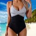 thumbnail image 2 of Women's One Piece Swimsuits Tummy Control Front Cross Bathing Suits V Neck Slimming Tie Back Swimwear White M, 2 of 6