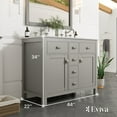 thumbnail image 2 of Totti Artemis 44" Gray Transitional Double Sink Bathroom Vanity w/ White Carrara Style Man-Made Stone Top, 2 of 7