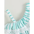 thumbnail image 5 of Coduop Toddler Baby Girls Bodysuit,Sleeveless Lace One Shoulder Striped Jumpsuit Playsuit, 5 of 9
