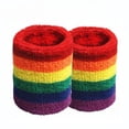 thumbnail image 5 of Women Men Sports Wristbands Towel Sweatband Rainbow Colorful Stripes Breathable, 5 of 9