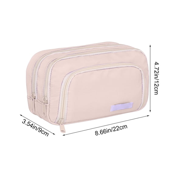 Rkxzt Pencil Cases,Large Capacity Zippered Pencil Case Pen Storage Bag Cloth Material 22x12x9cm Purple Black Coffee Beige,Other|Cloth,Beige