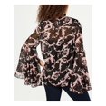 thumbnail image 2 of INC Womens Black Floral Bell Sleeve V Neck Blouse Size: L, 2 of 2
