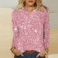 thumbnail image 2 of WRKEKC Womens Glitter Long Sleeve Crew Neck Top Stylish Sparkly Shirt for Women Party Daily Wear Trendy Versatile Outfit, 2 of 4