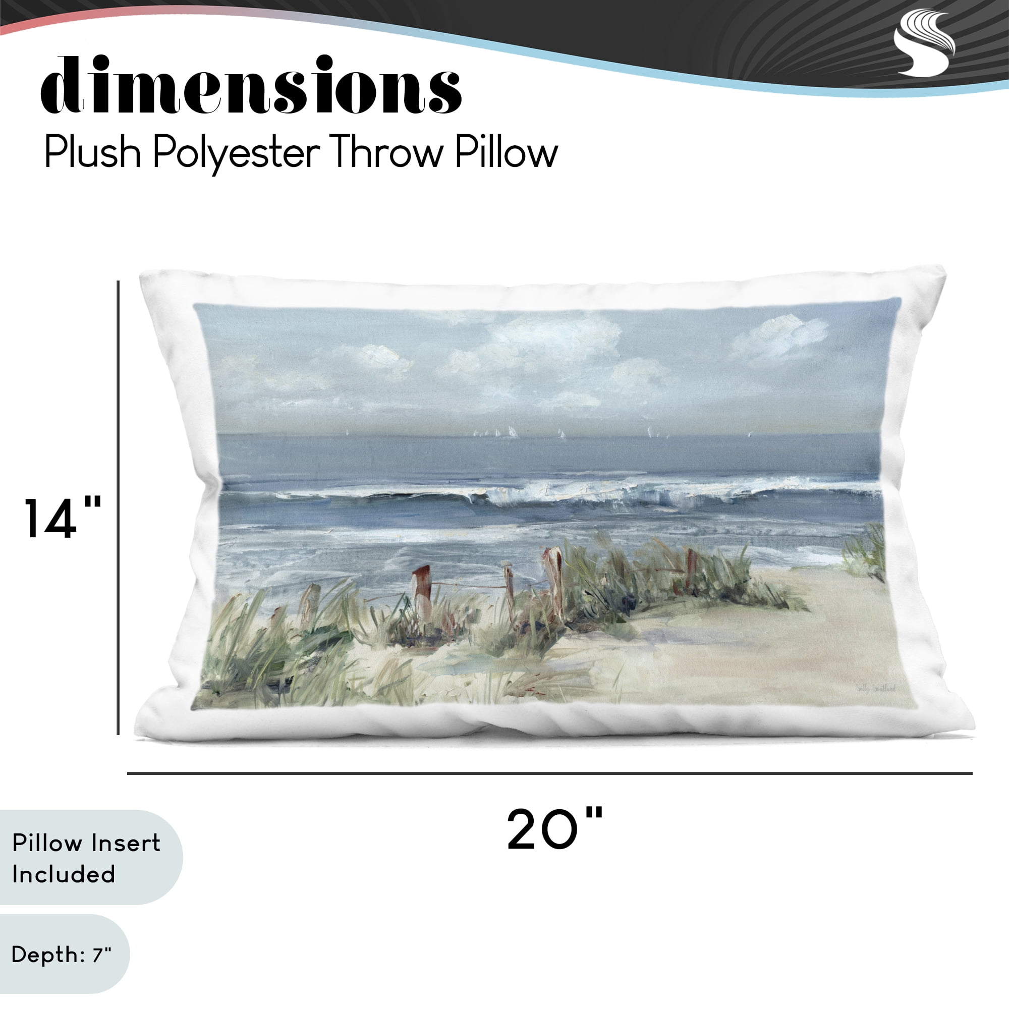 Stupell Industries Brushed Expression of Coast Decorative Printed Throw Pillow, design by Sally Swatland, 14 x 7 x 20