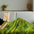 thumbnail image 3 of Abstract Soft Flannel Fleece Throw Blanket, Modern Vivid Flower of Life Code Illustration, Cozy Plush for Indoor and Outdoor Use, 70" x 90", Yellow Hunter Green, by Ambesonne, 3 of 5
