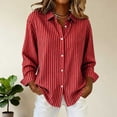 thumbnail image 4 of Bixock Summer Women's Tops,Long Sleeve Shirts for Women,Blouse for Women Striped Long Sleeve Turn Down Collar Button Front Casual Dressy Blouse Tops, 4 of 5