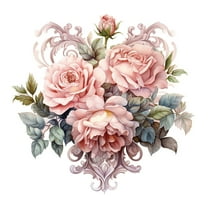 chaungfeng Pink Flower Wall Sticker for Women, Valentine's Day Self-Adhesive Decal, for Window, Glass, Refrigerator, Bedroom, Living Room Decor, Festive Display