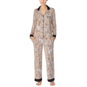DKNY Womens Printed Jersey Shirt And Pants Pajamas Set