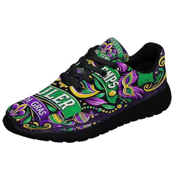 Mardi Gras Laissez Les Bons Temps Rouler Shoes Sneakers Black Size 3.5