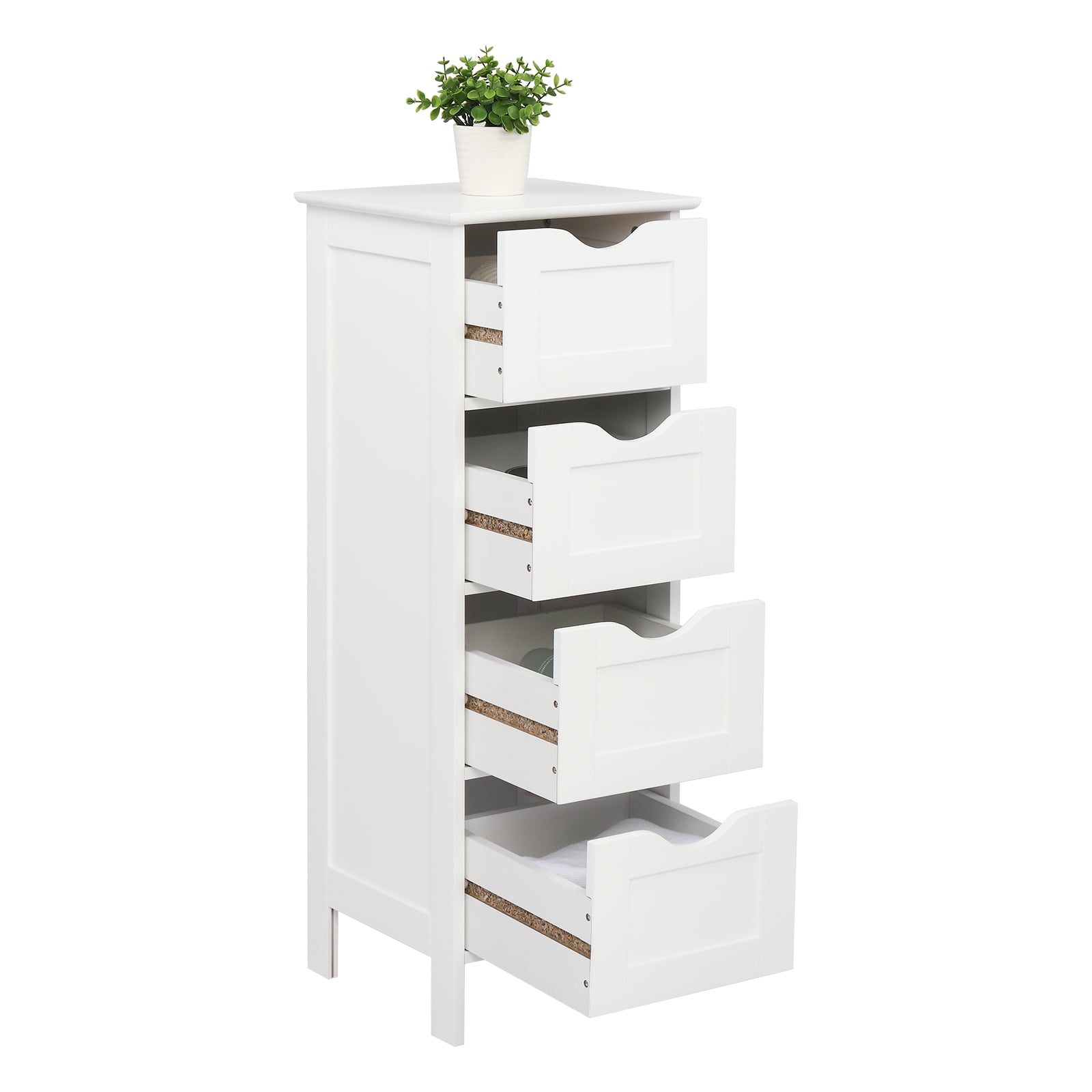 4-Drawer Painted MDF Bathroom Cabinet, White 11.82*11.82*32.29in