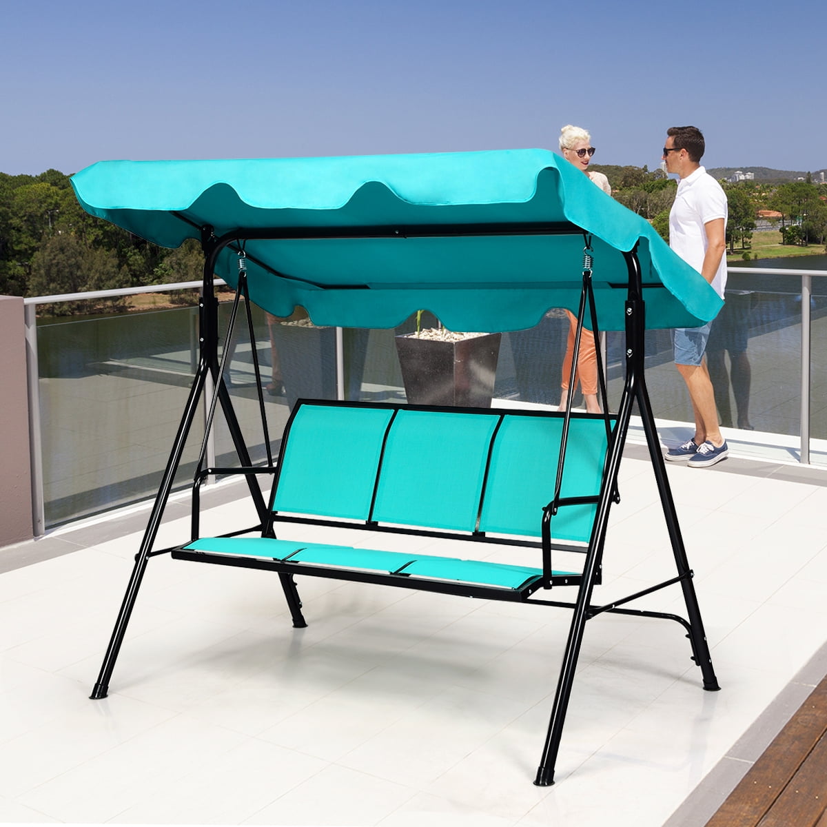 Costway 3 Person Patio Swing Canopy Yard Furniture Walmart