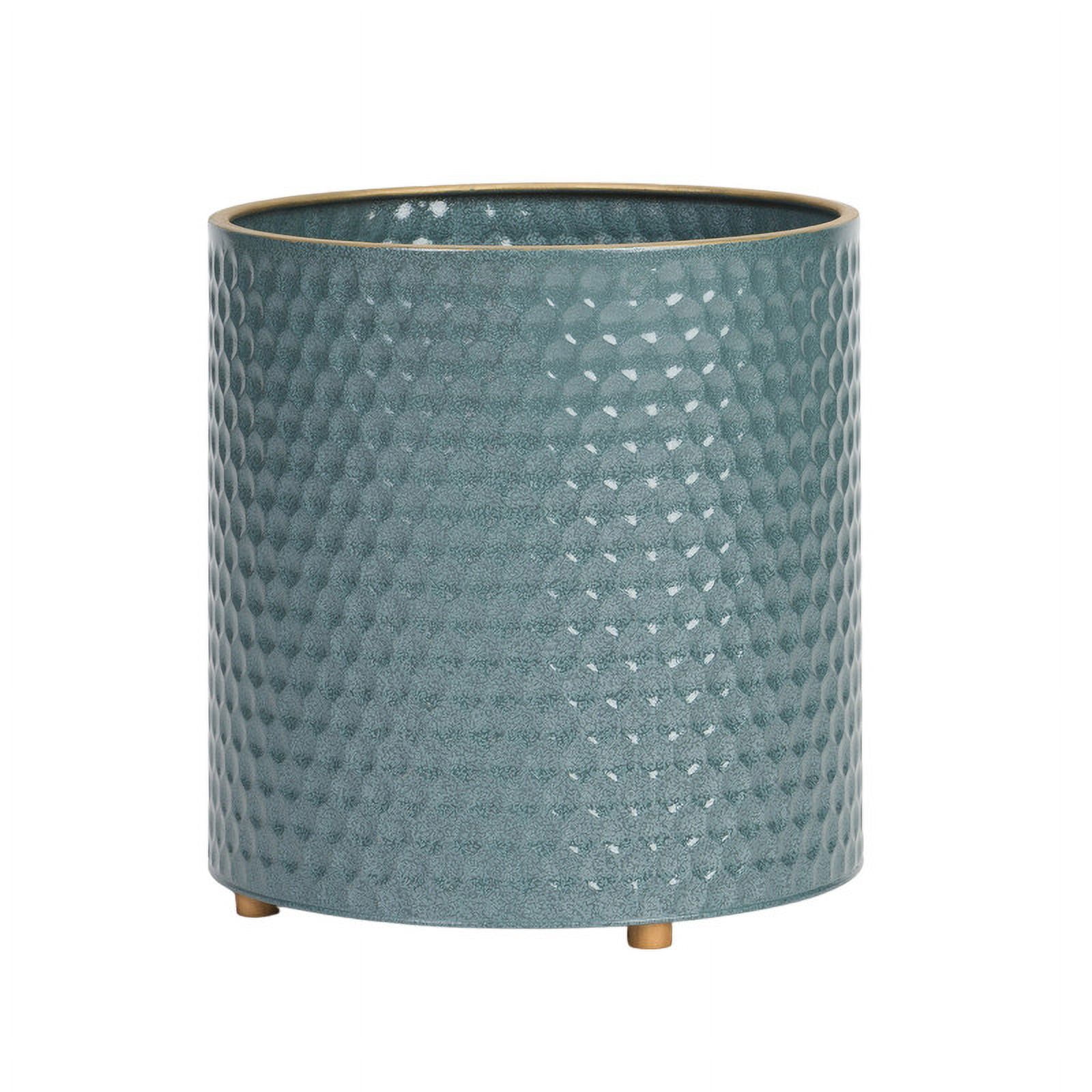Honeycomb Metal Planter Pot With Peg Base - Blue-Green - 13"H x 12.25"W