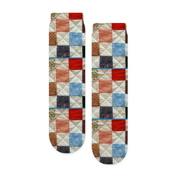 CafePress - Colorful Quilt Pattern - Unisex Novelty Printed Crew Adult Socks