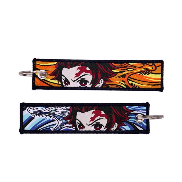 Llaveros bordados de Anime japonés, llaveros de motocicleta, coche, motosierra, hombre, regalo de moda para amigo