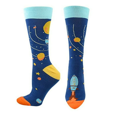 

Cotonie Adult Men Print Patchwork Lovely Middle Tude Socks Home Sports Stockings
