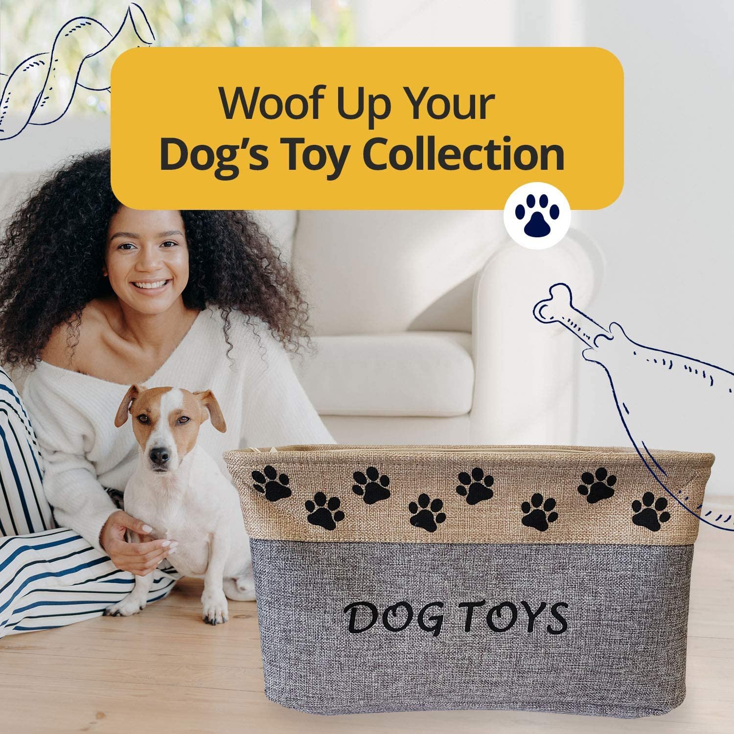 Buy Pet Toy Storage Bin for Dogs and Puppies, 9” x 15.5” x 10”, Grey