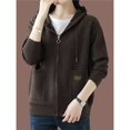 thumbnail image 6 of Women'S Full Zip Up Hoodies Soft Knit Sweaters Drawstring Long Sleeve Casual Trendy Cardigan Brown One size, 6 of 9