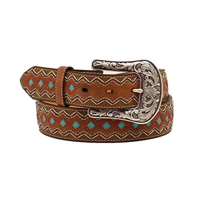 Ariat A1518202S 1.5 in. Womens Western Diamond Belt, Brown Small